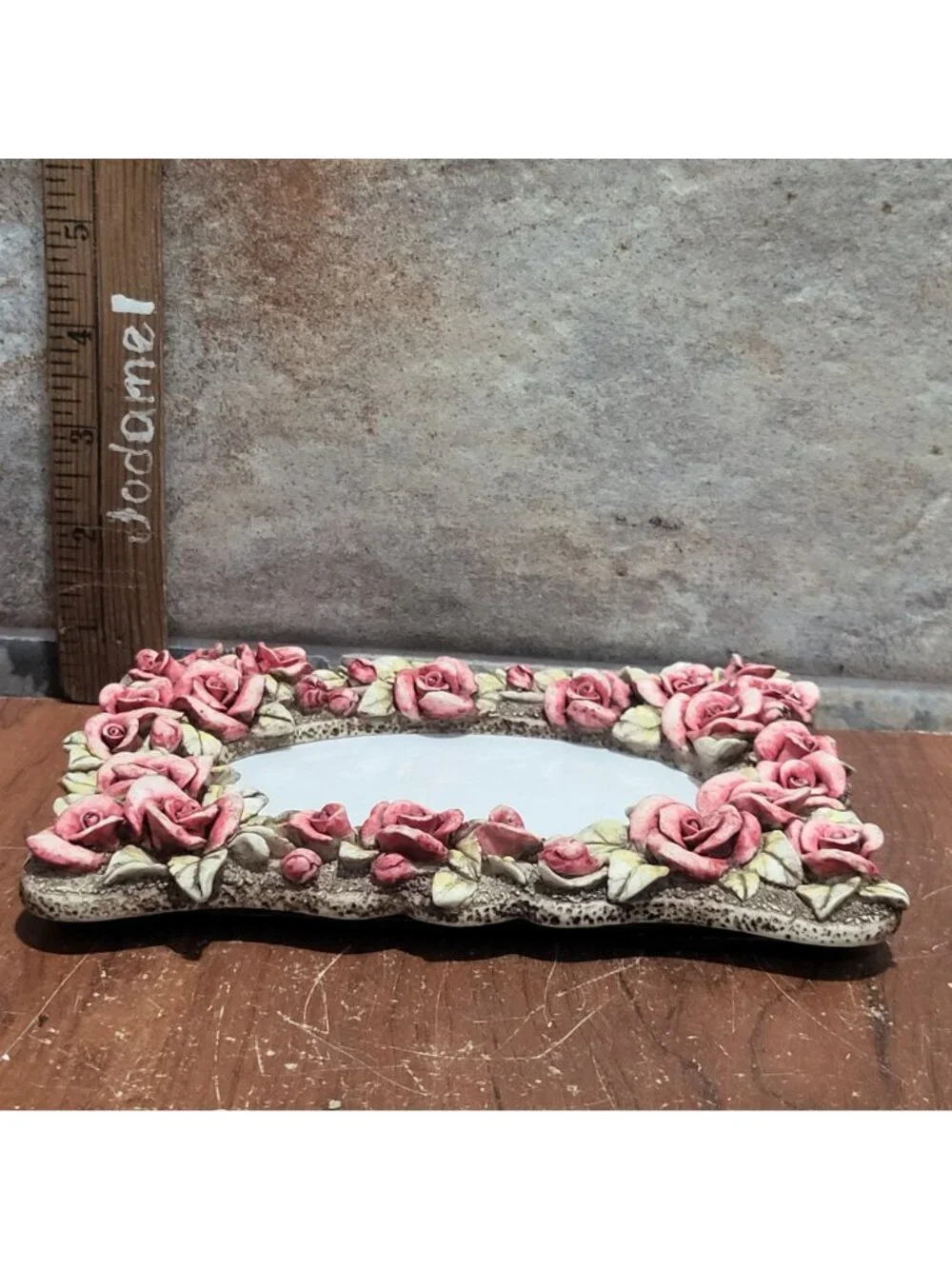 Vintage Hand Painted 3D Rose Picture Photo Frame